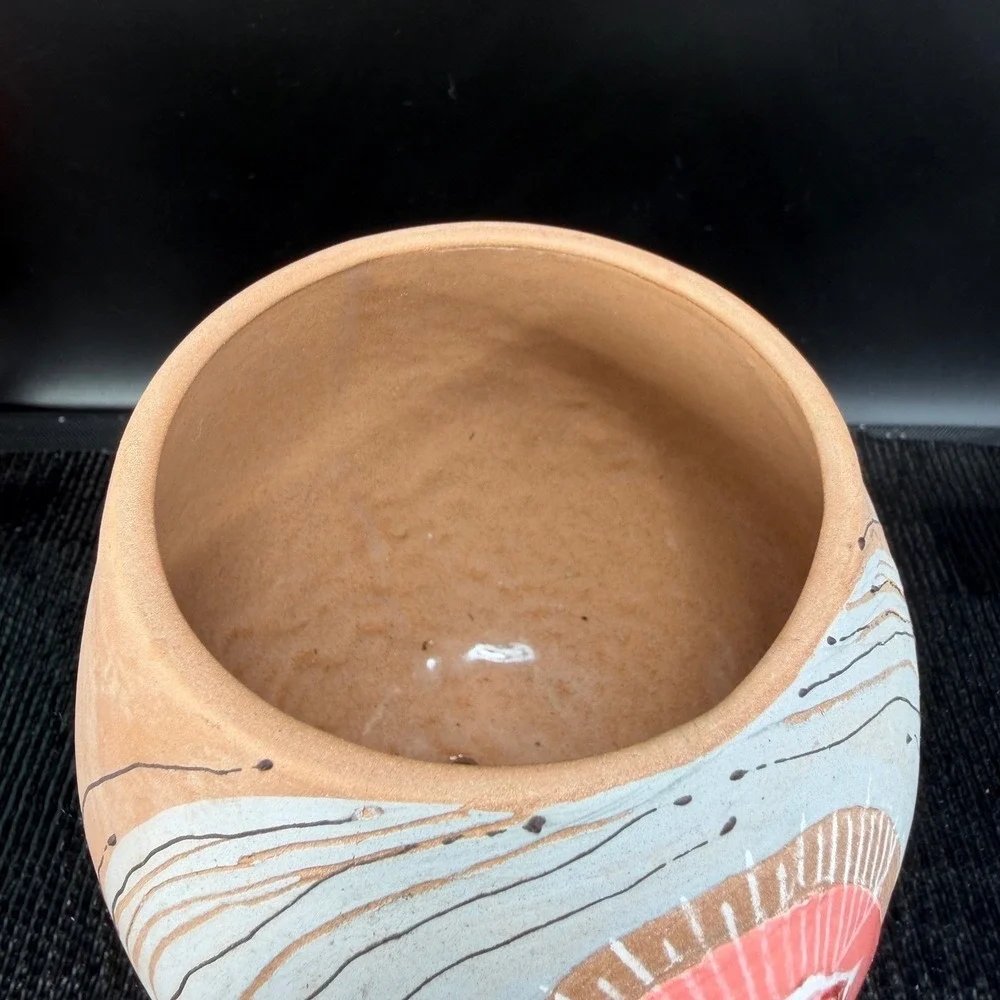 Niko Studio Pottery Terracotta Eye Planter Pink White Succulent Pot Handmade 4in